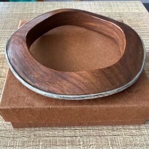 Silpada Retired Rosewood and Sterling Silver Wavy Bangle Bracelet